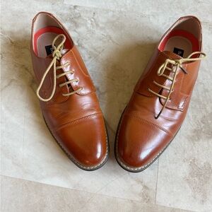 Men’s Bruno Marc Classic Tan Leather Oxfords, Size 9